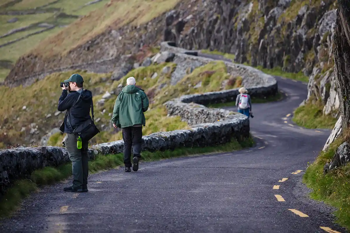 Walking the Slea Head Drive with our cameras Dingle Peninsula Kerry Ireland